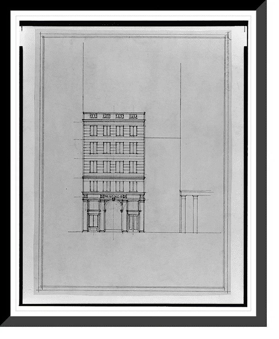 Historic Framed Print, [Two office buildings for B.F. Saul, 15th Street, N.W. (lots 69 and 10, square 218), McPherson Square, Washington, D.C. Front elevation] - 2, 17-7/8" x 21-7/8"
