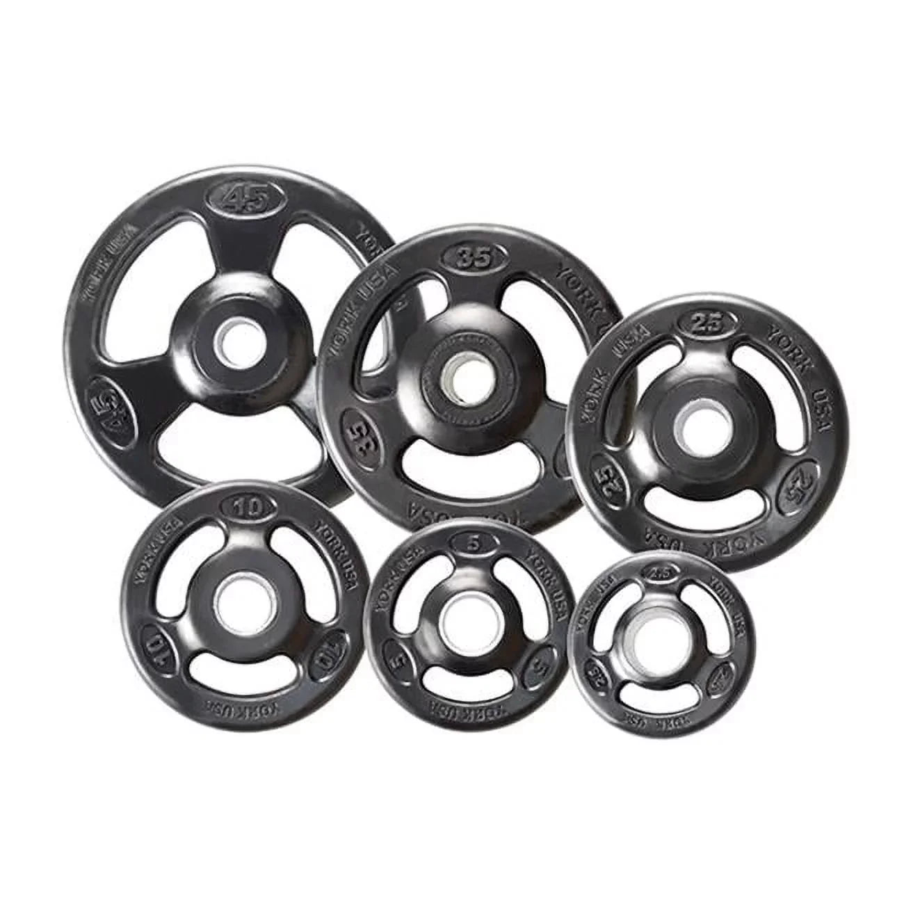 York Barbell  Grip Steel Composite Olympic Iron Plate, Black - 35 lbs