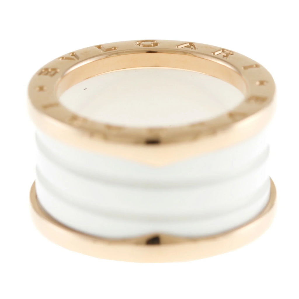 Pre-Owned Bvlgari B Zero One B-zero.1 4 Band White Ceramic Ring No. 10 18K Women's BVLGARI (Good)