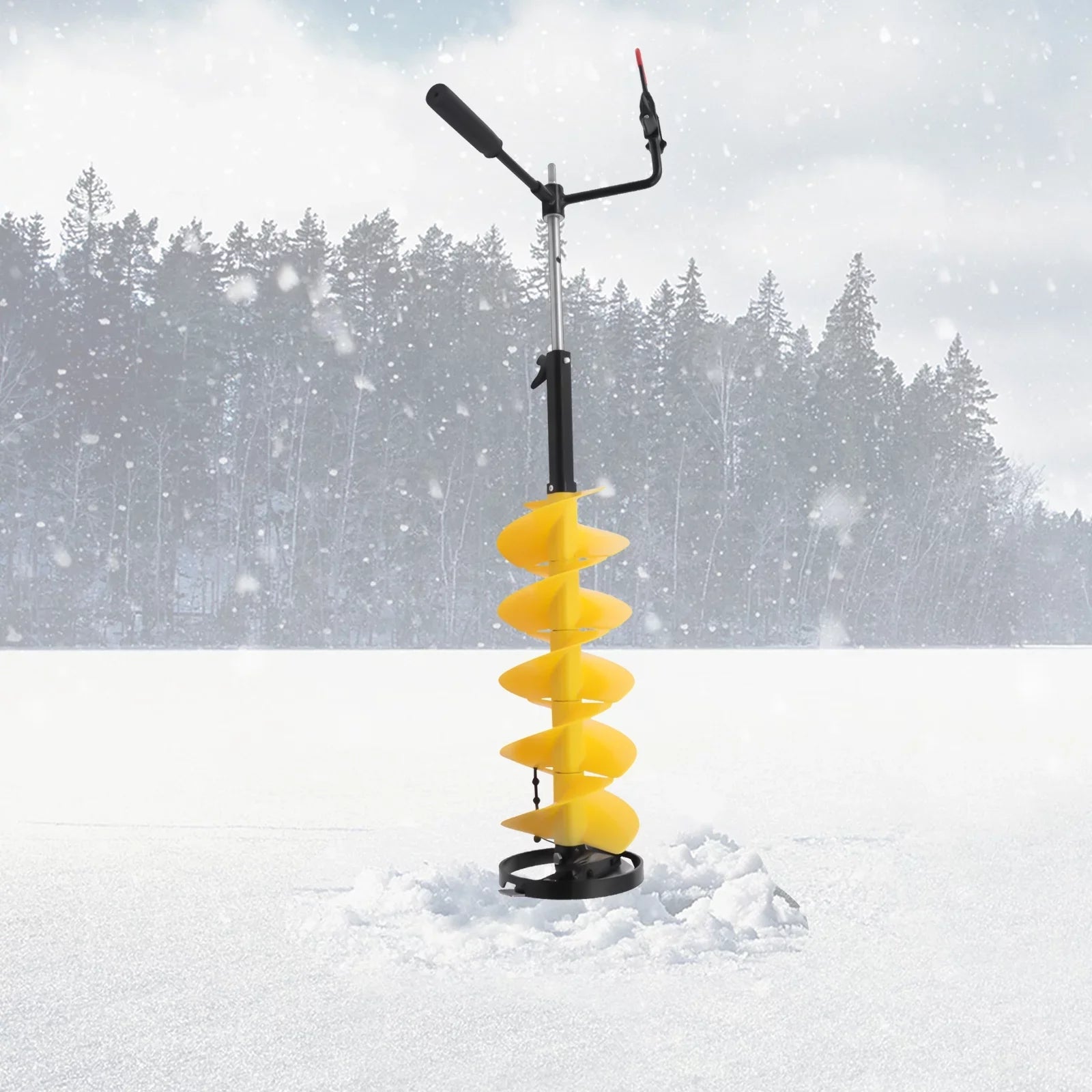 Miumaeov Cordless Nylon Ice Drill Auger 8" Dia. W/ICE Scoop Chipper/Universal Drill Adapter/Ice Fishing Rod Rack and 1 Set Blades