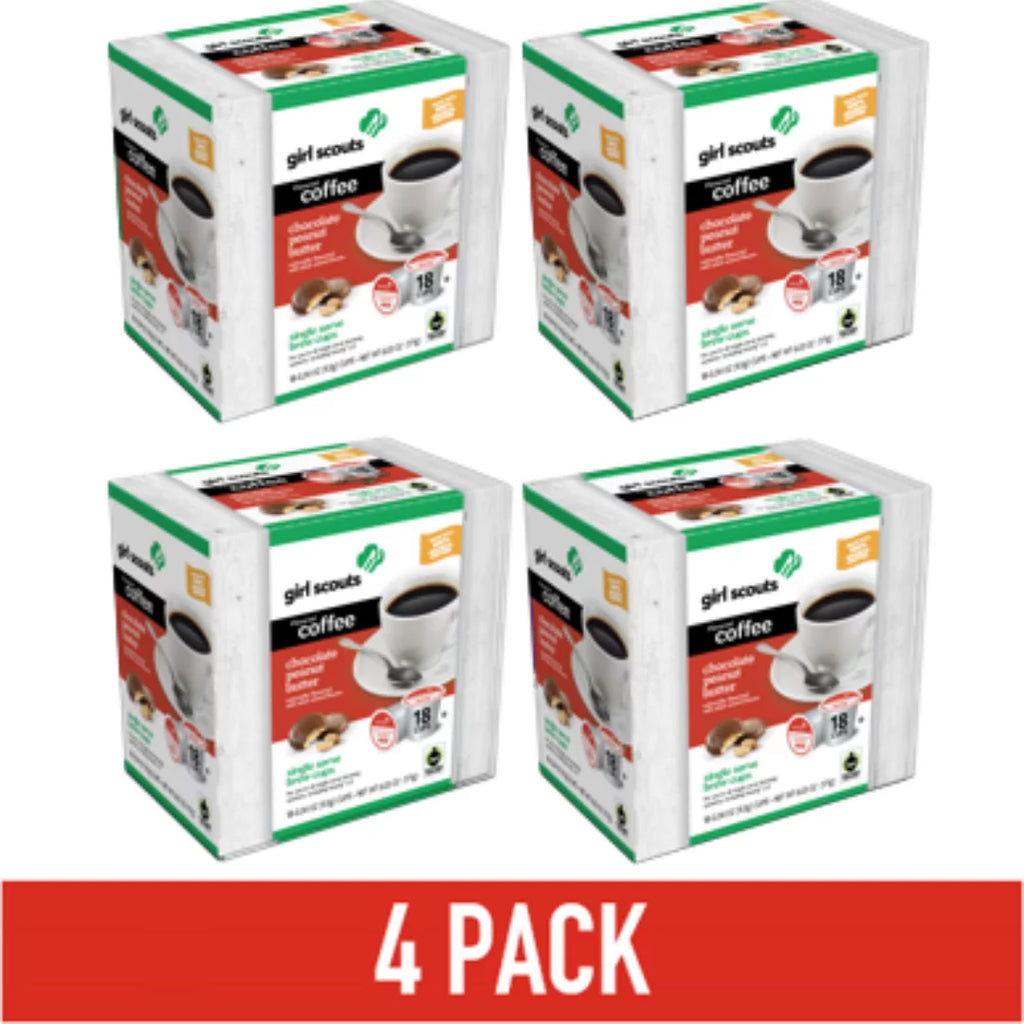 Girl Scouts® Chocolate Peanut Butter Flavored Coffee, Medium Roast, 72 Count (Pack of 4), Single Serve Coffee Pods for Keurig K-Cup Brewers