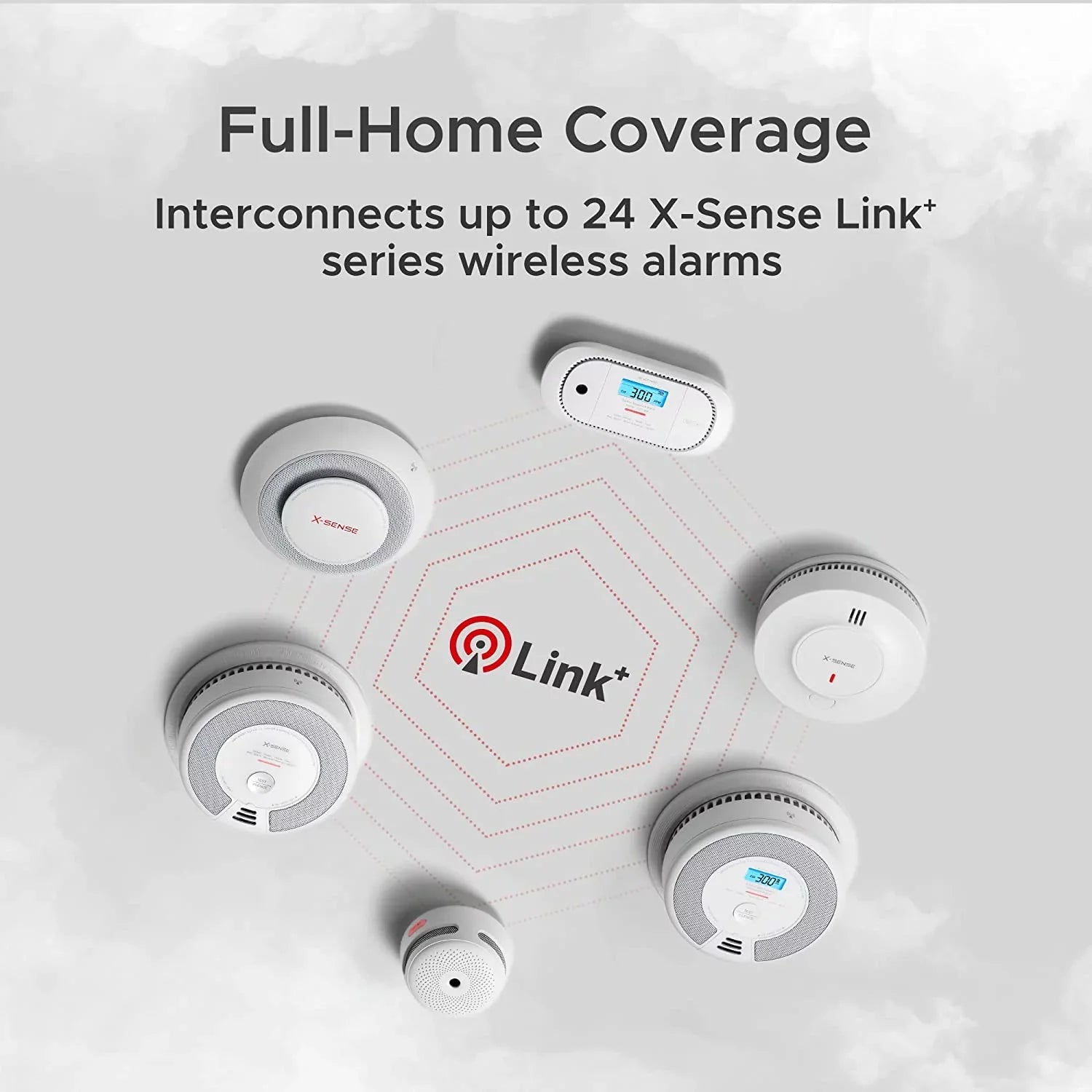 X-Sense Photoelectric Smoke Detector, Wireless Interconnected with over 820 ft Transmission Range, SD19-W