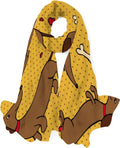 Hyjoy Yellow Dachshund Long Silk Neck Scarf Lightweight Shawl Wrap Scarves for Women Girls