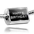 Neonblond Charm Happy Birthday Clear Ice Cubes on Black 925 Sterling Silver Bead