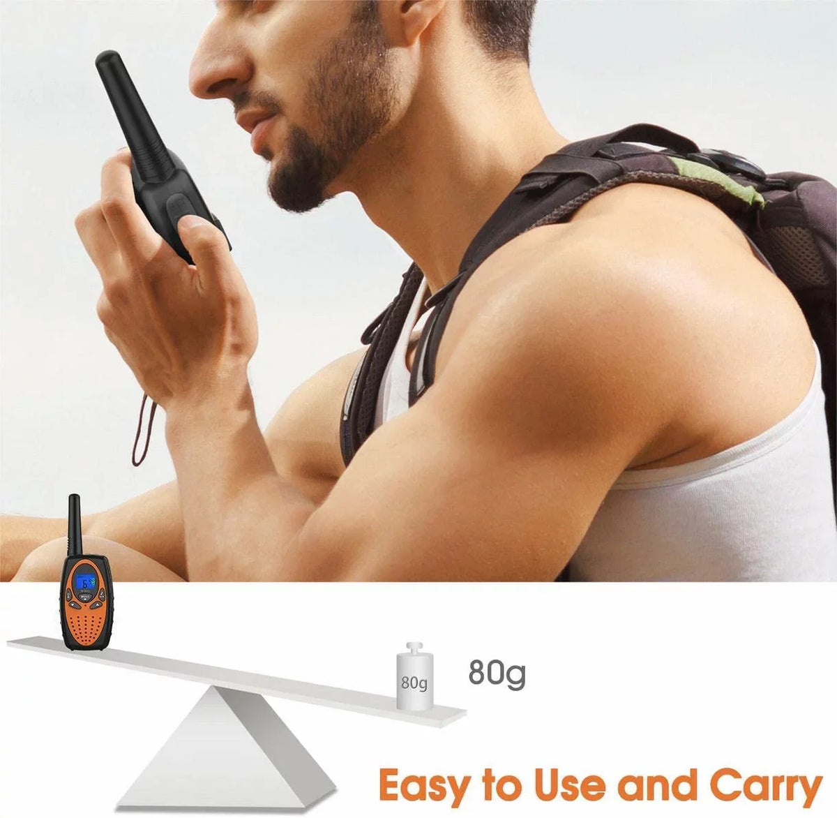 Two Way Radios for Adults, FRS Walkie Talkie Long Range /Hands Free Walki Talki with Noise Cancelling for Women Kids Camping Hiking Cruise Ship (Orange 2 in 1)