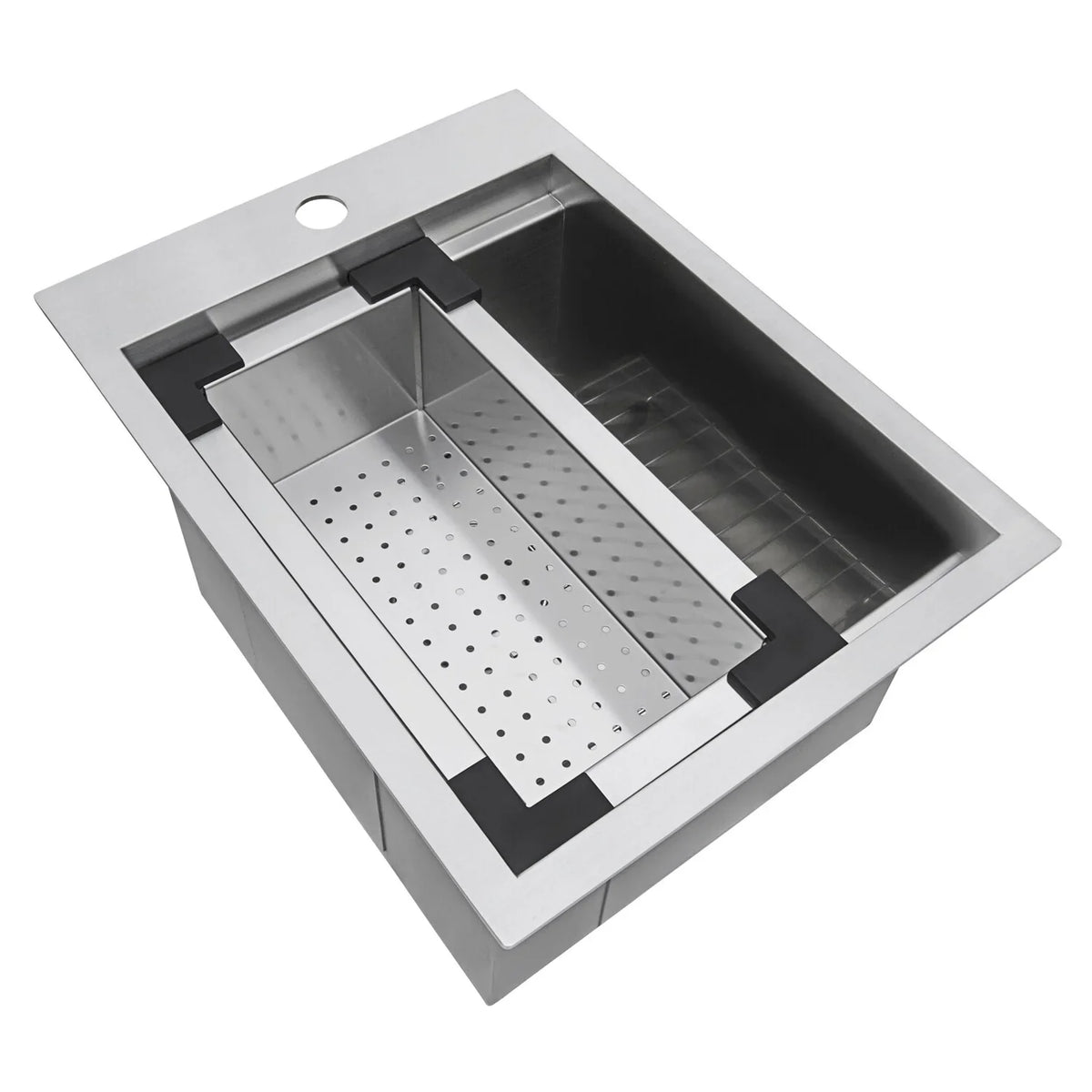 Ruvati RVH8210 15 x 20 in. Workstation Drop-in Topmount Bar Prep RV Sink 16 Gauge Stainless Steel