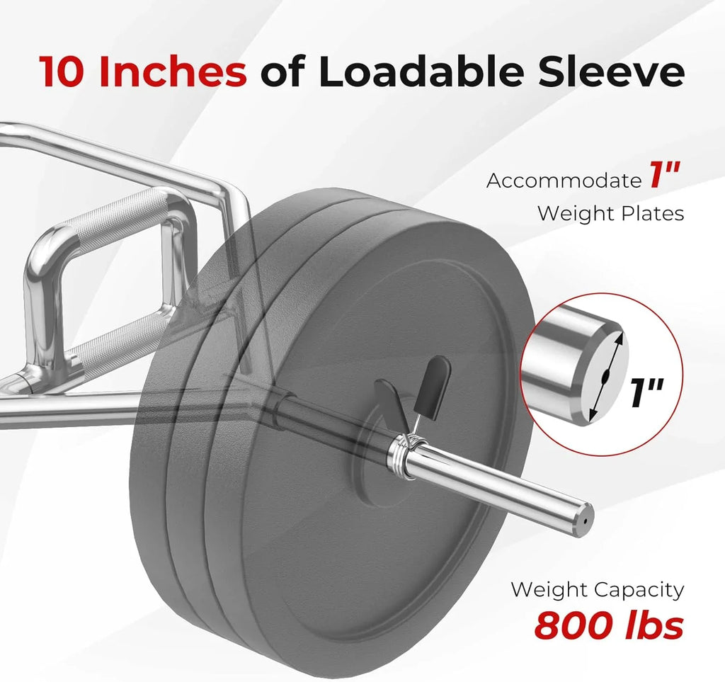 Olympic Hex Bar, Folding Trap Bar 56" Chrome Finish Hex Weight Lifting Bar Deadlift Bar With Two-Handle, For Squats, Deadlifts, Shrugs Power Pulls, 800Lbs Weight Capacity