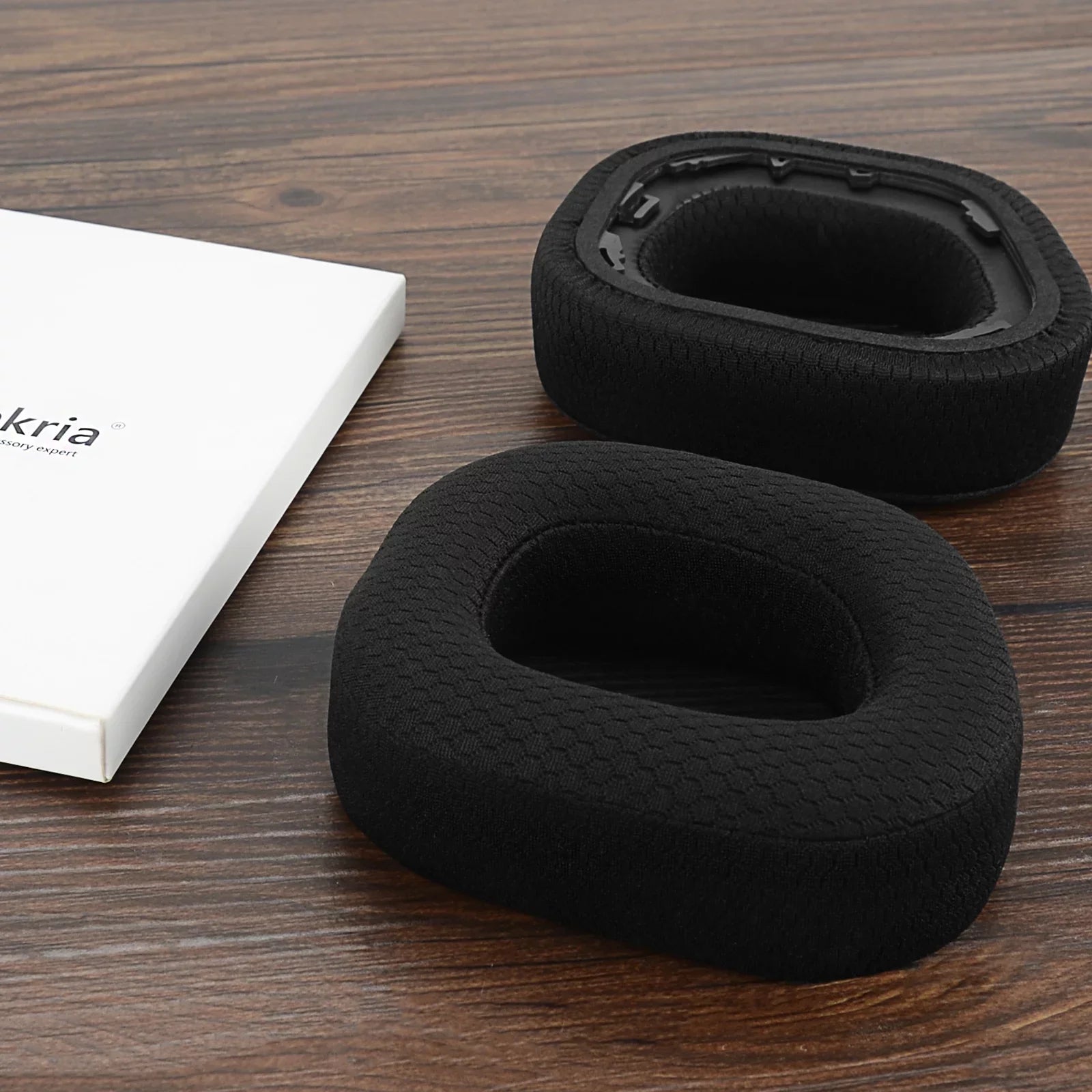 Geekria Comfort Mesh Fabric Replacement Ear Pads for Corsair HS80 RGB Wireless Headphones Ear Cushions, Headset Earpads, Ear Cups Cover Repair Parts (Black)
