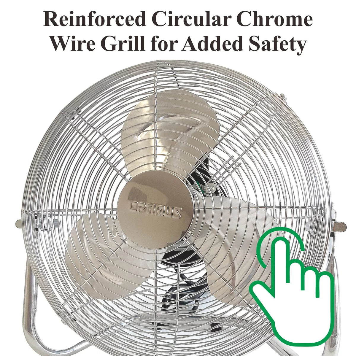 Optimus F-4122 Heavy Duty Aluminum 12 Inch 3 Speed Industrial Fan, Chrome
