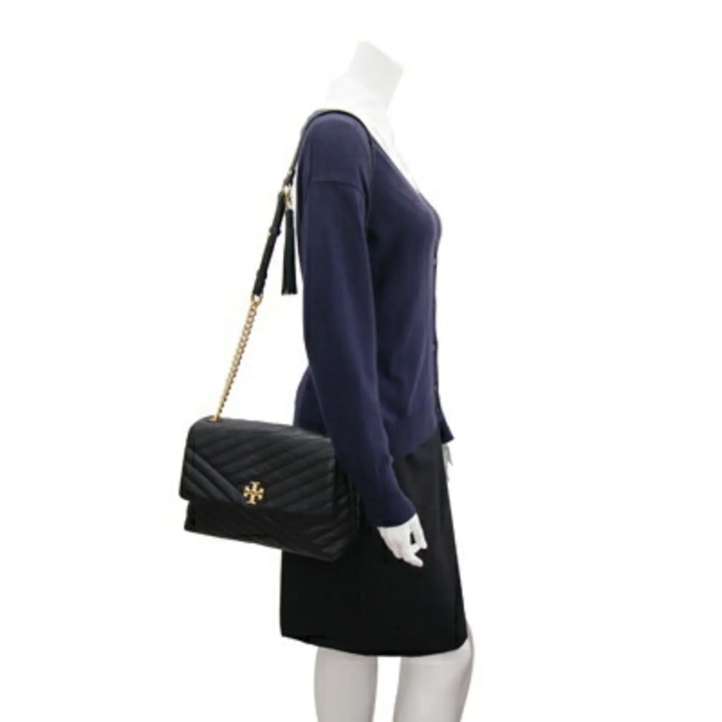 Pre-Owned Tory Burch Shoulder Bag Kira Chevron 58465 Black Leather Chain Quilted Women's TORY BURCH (Good)