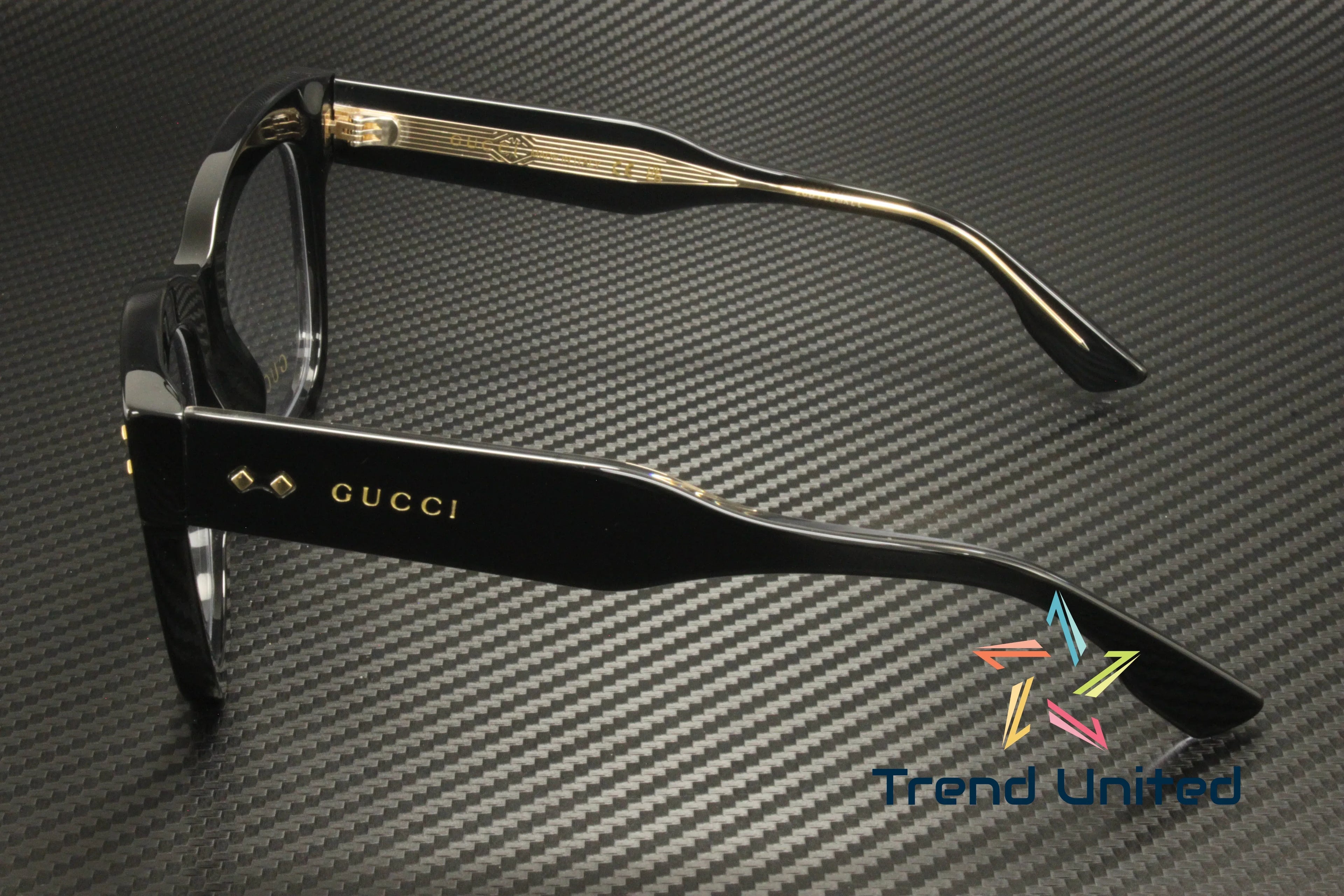GUCCI GG1082O 001 Cat Eye Acetate Black Demo Lens 50 mm Women's Eyeglasses