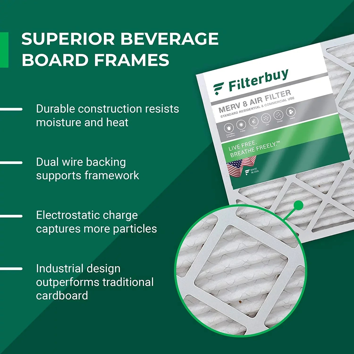 Filterbuy 20x20x4 MERV 8 Pleated HVAC AC Furnace Air Filters (6-Pack)