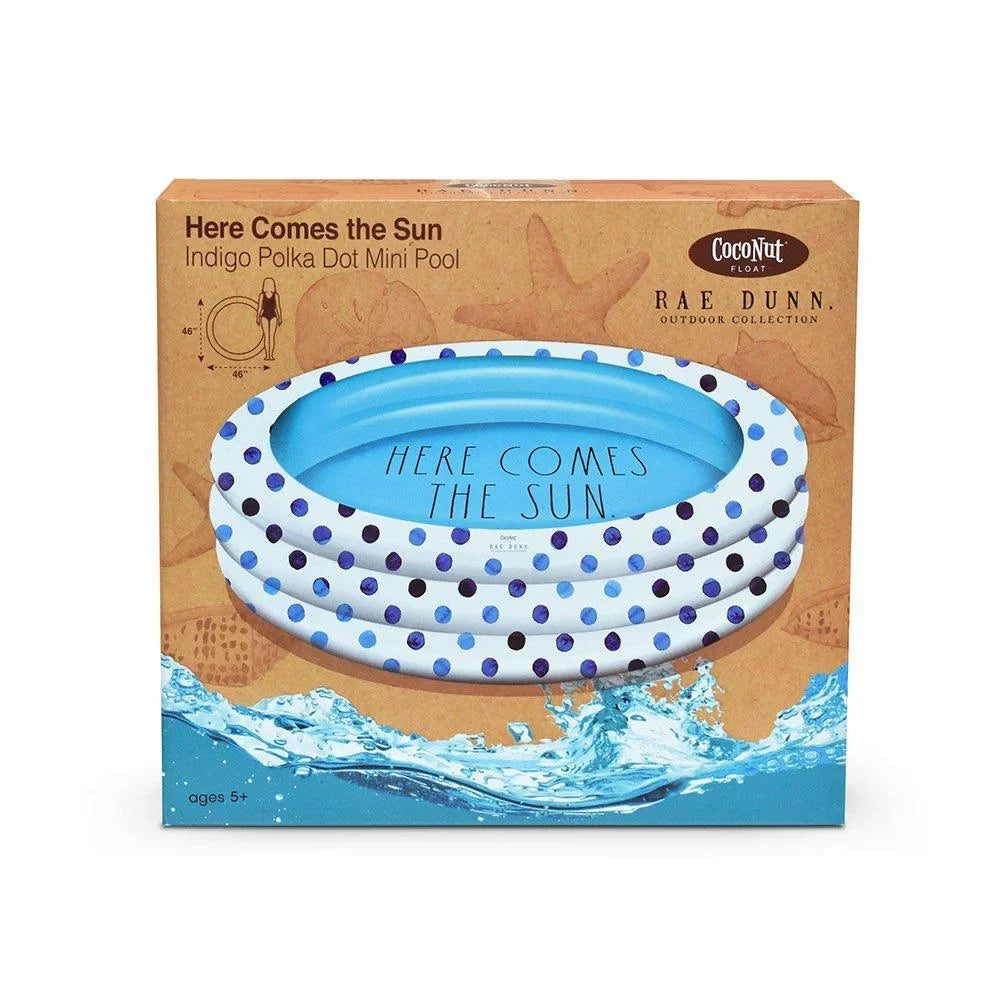 Rae Dunn Indigo Polka Dot Inflatable Mini Pool - Here Comes The Sun 38012G