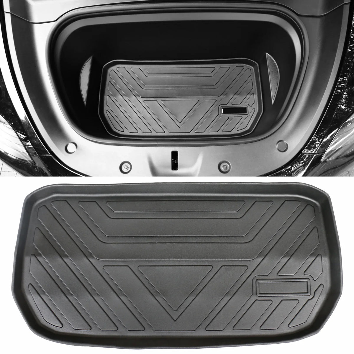 Ikon Motorsports Trunk Mats Cargo Liner Compatible with 2020-2023 Tesla Model Y Black TPE All Weather Waterproof Anti-Slip Frunk Trunk Under Cargo Storage Liner Mat Interior Accessories 3PCS