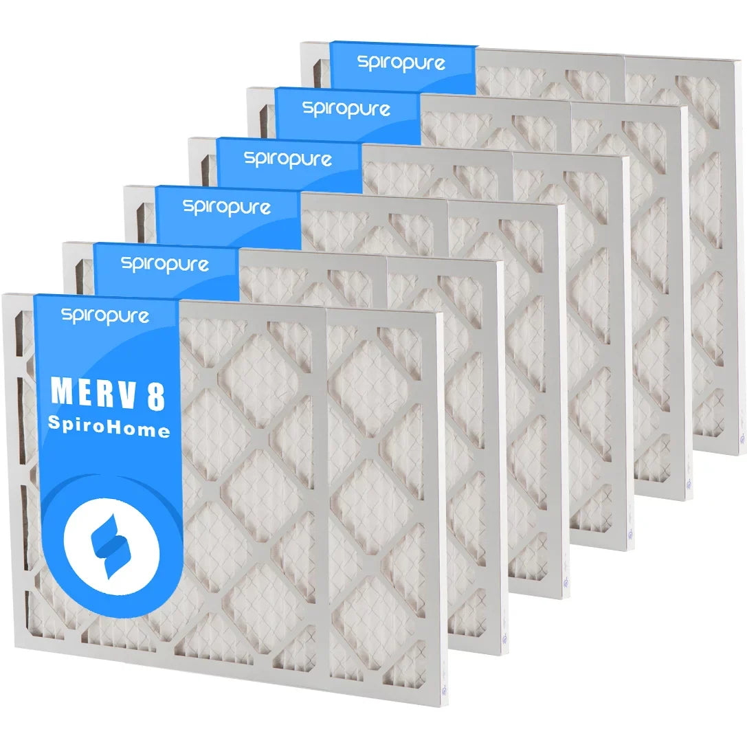 SpiroPure 20X36X1 MERV 8 Pleated Air Filters - Made in USA (6 Pack)