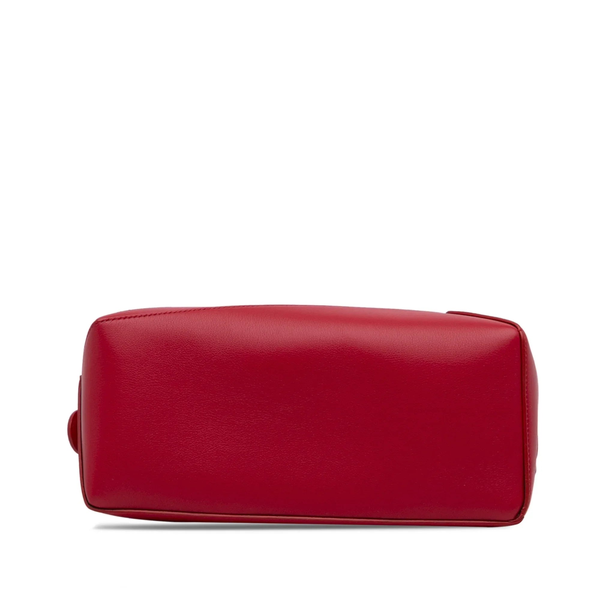 Pre-Owned Authenticated LOEWE Small Mushroom Puzzle Edge Calf Leather Red Satchel Unisex (Good)