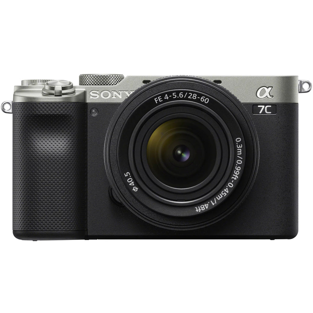 Sony a7C Mirrorless Full Frame Camera Alpha 7C Body with 28-60mm F4-5.6 Lens Kit Silver ILCE7CL/S Bundle with Deco Gear Case + Extra Battery + Flash + Filters + Macro & Telephoto Lenses + Accessories