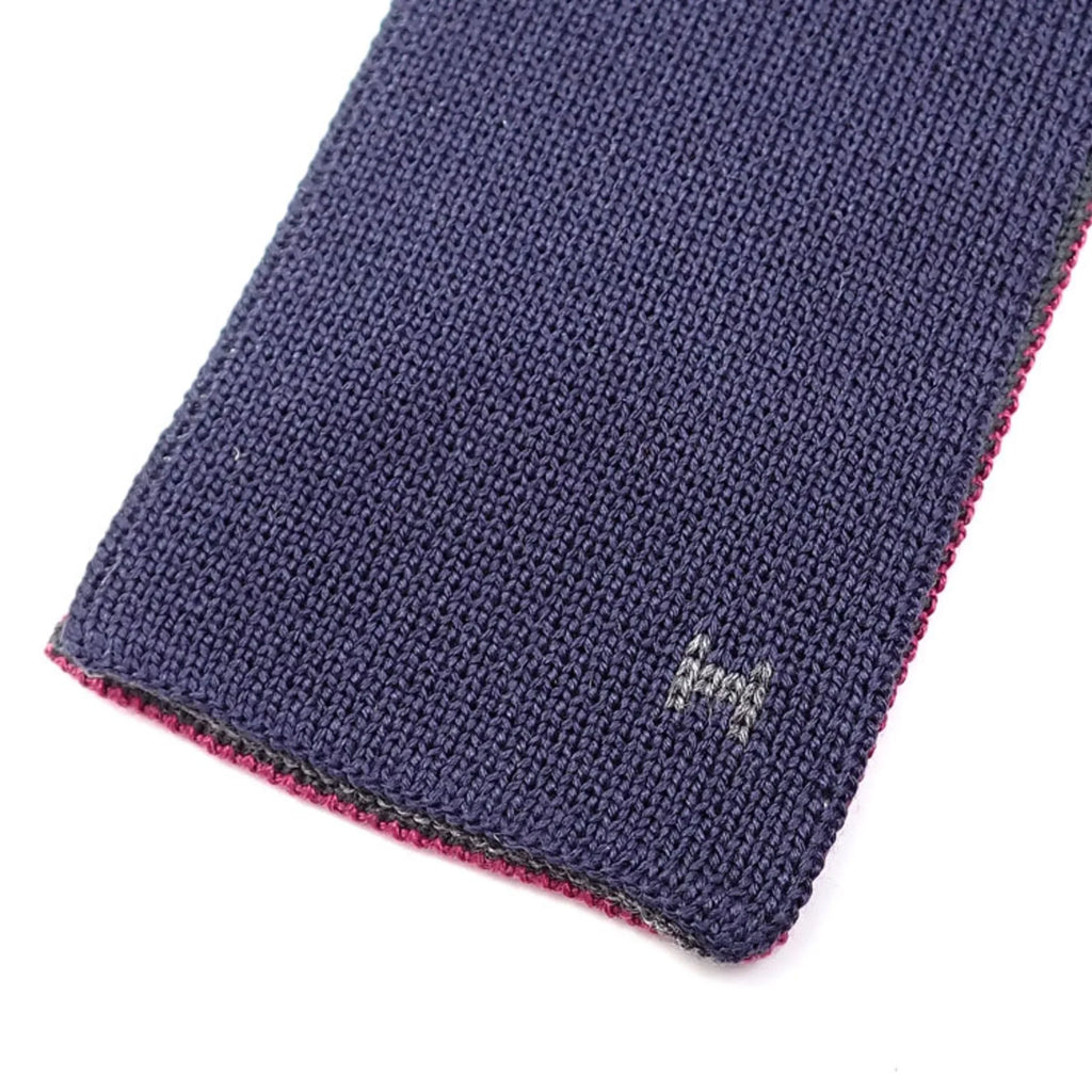 Pre-Owned Hermes Necktie Men's Square End Silk Pink Gray Navy Reversible 042017 (Good)