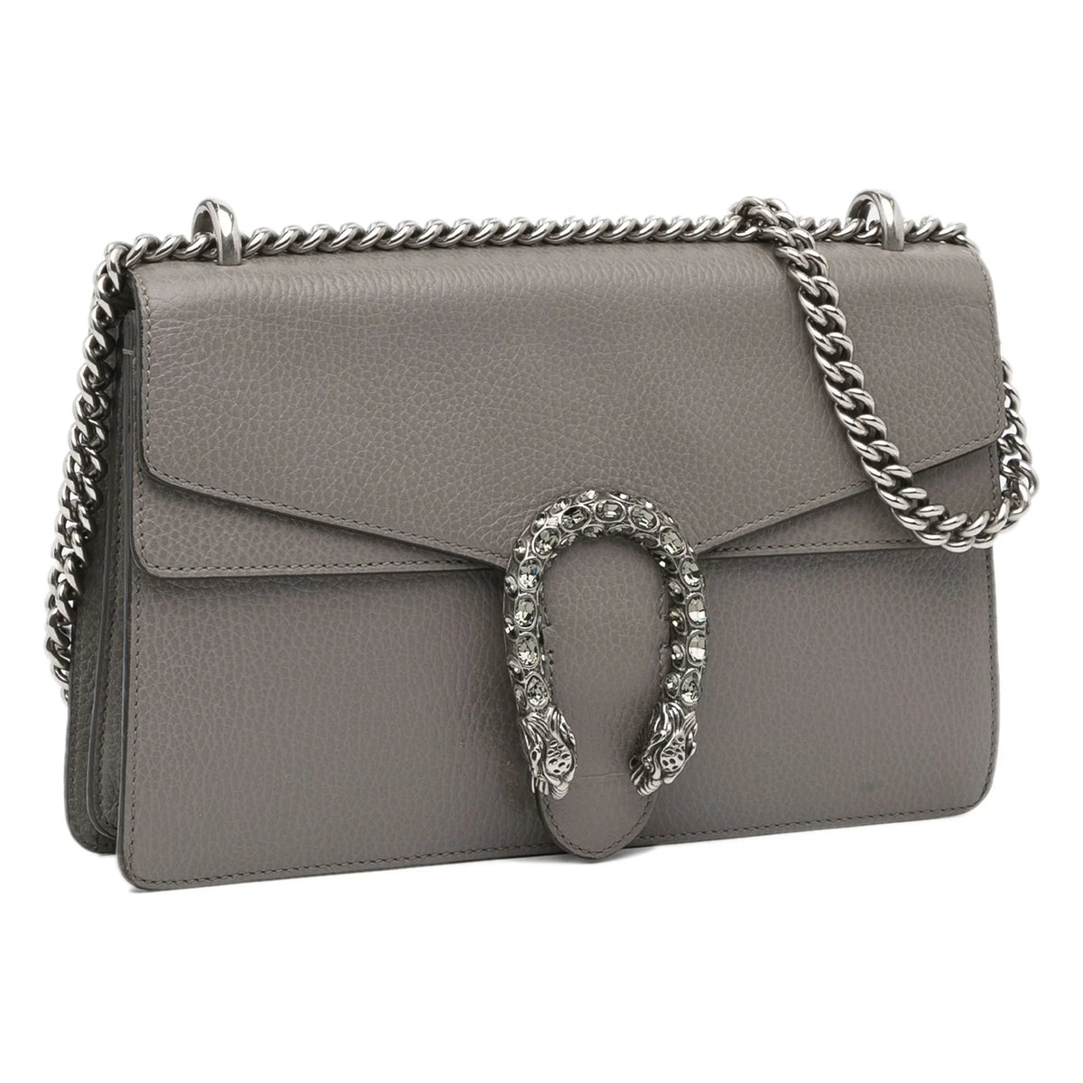 Pre-Owned Authenticated Gucci Small Dionysus Shoulder Bag Calf Leather Gray Unisex (Good)
