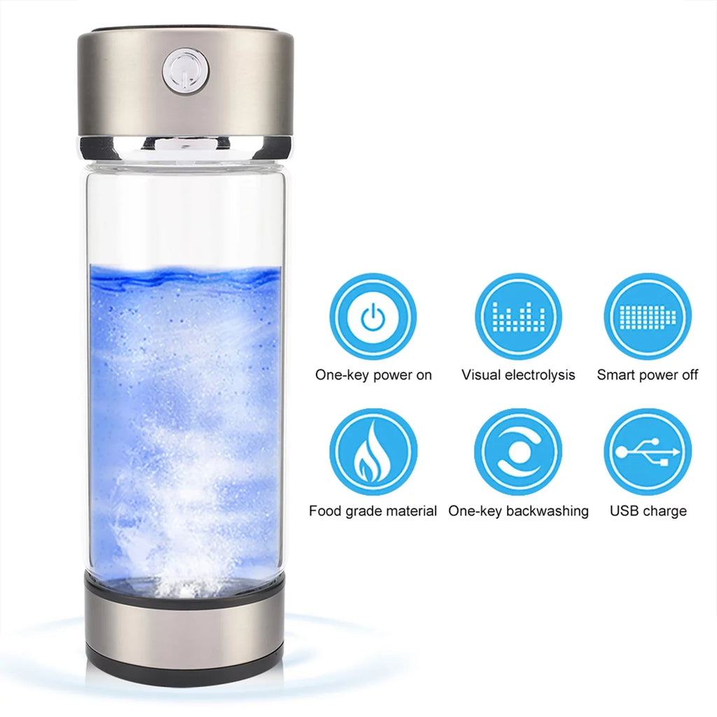 Portable Healthy Hydrogen Rich Water Maker Lonized Water Generator Bottle Lonizer Anti-Aging Antioxidant USB Rechargeable Water Filter Purifier Keep Body Hydrated