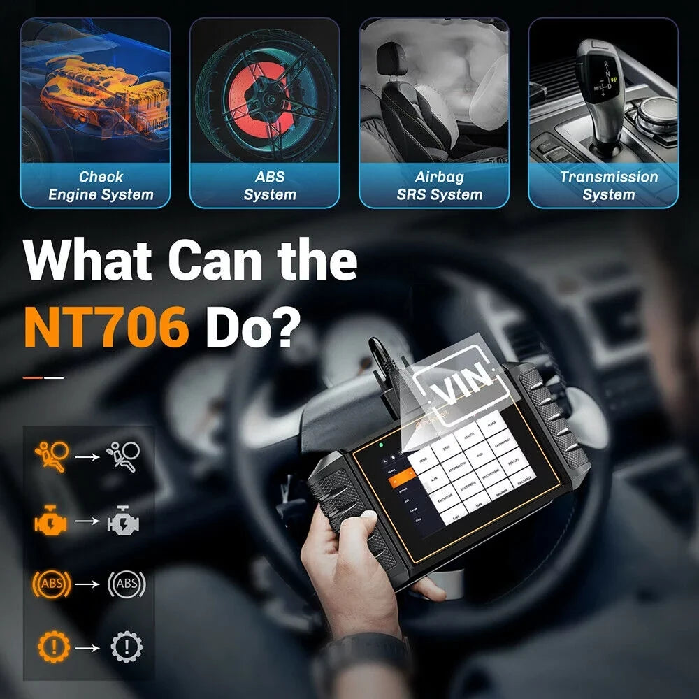 Foxwell NT809 OBD2 Scanner Code Reader Car Diagnostic All System Scan Tool ABS SRS IMMO