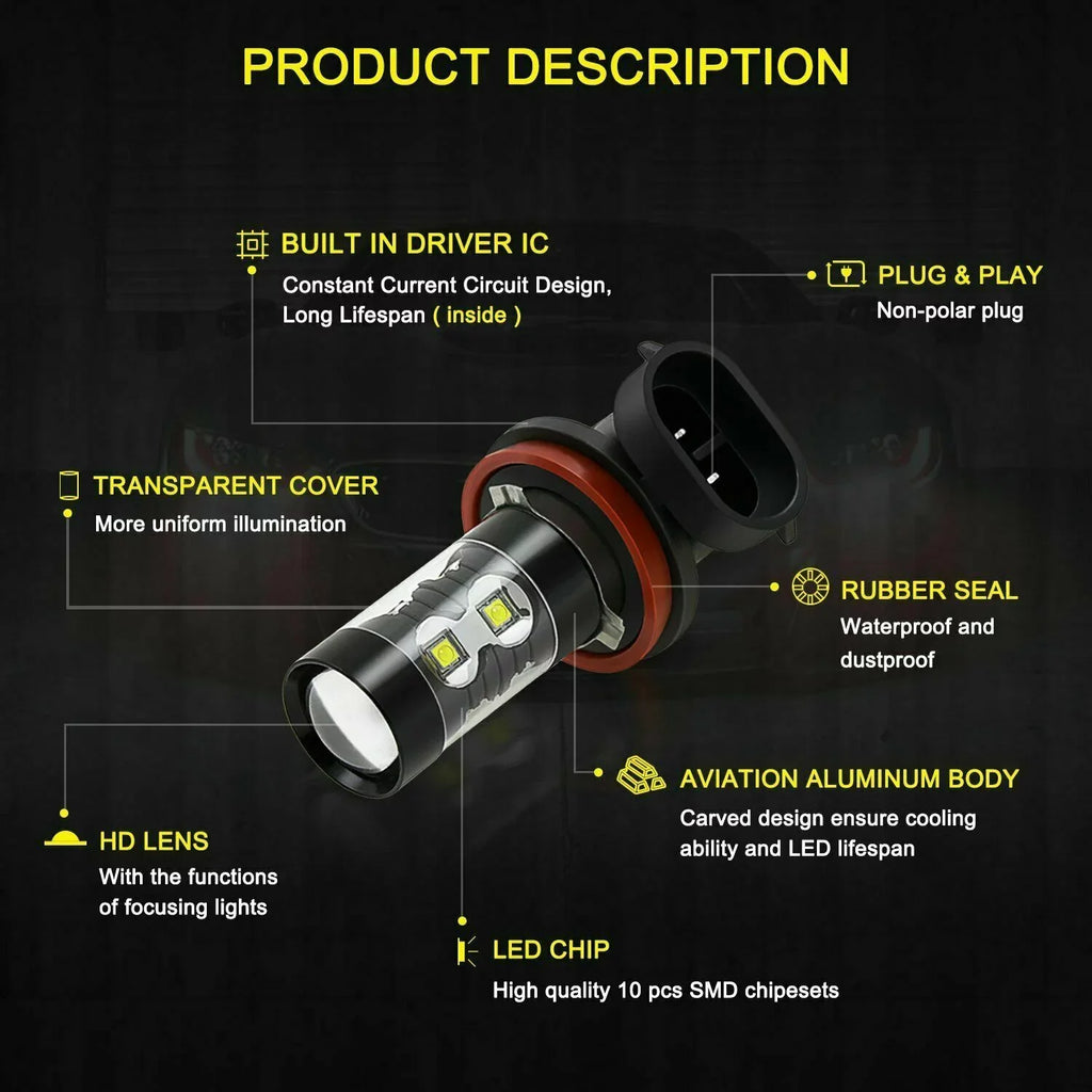 SKN D4S HID Headlight Bulbs for Mazda CX-5 2018 H11 H8 Led Fog Lights 4pcs