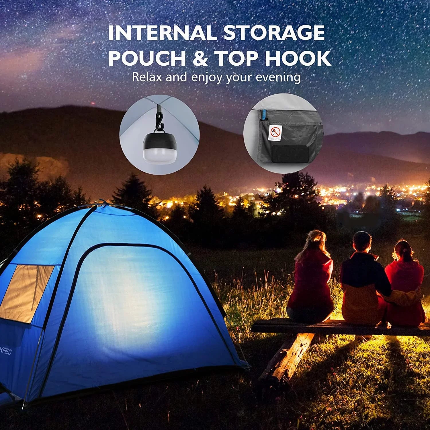 AKASO Beach Tent for 3-4 Person, UPF 50+ Assemble 7.4' x 4.7' Beach Tent, Blue