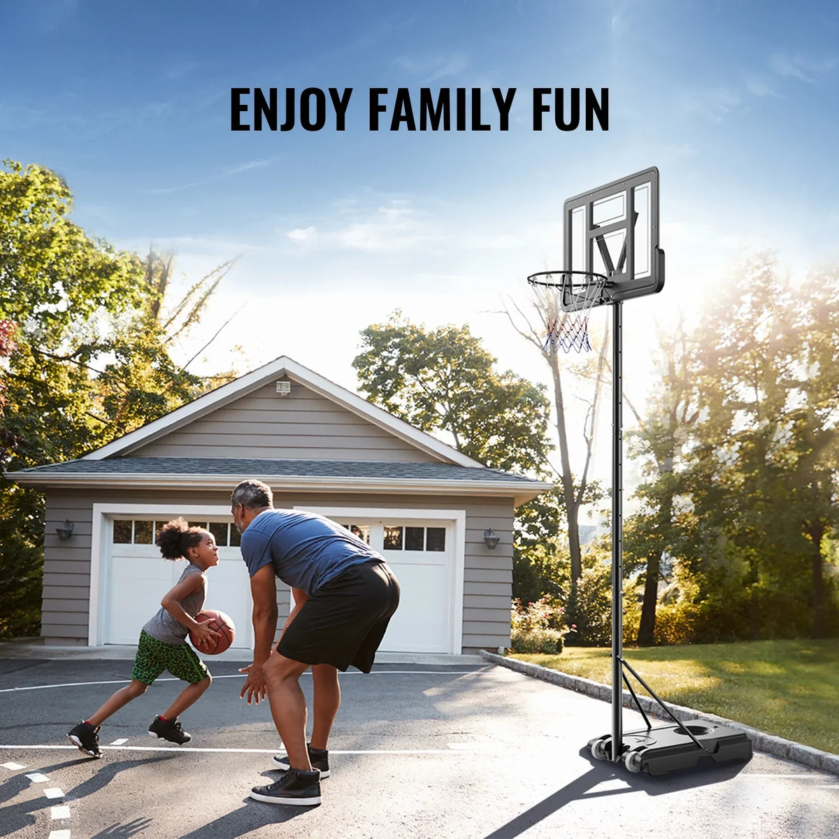 SKYSHALO Portable Basketball Hoop Goal 4-10ft Adjustable Height, Indoor Outdoor Basketball Hoop System w/ 44" Shatterproof Backboard and Stand Wheels for Teenagers Youth Junior