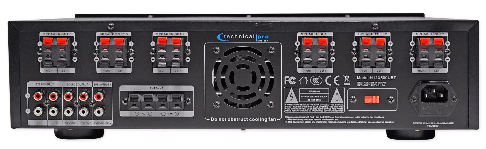 Technical Pro 6000w 6) Zone, Home Theater Bluetooth Receiver+12) 8" Speakers+EQ