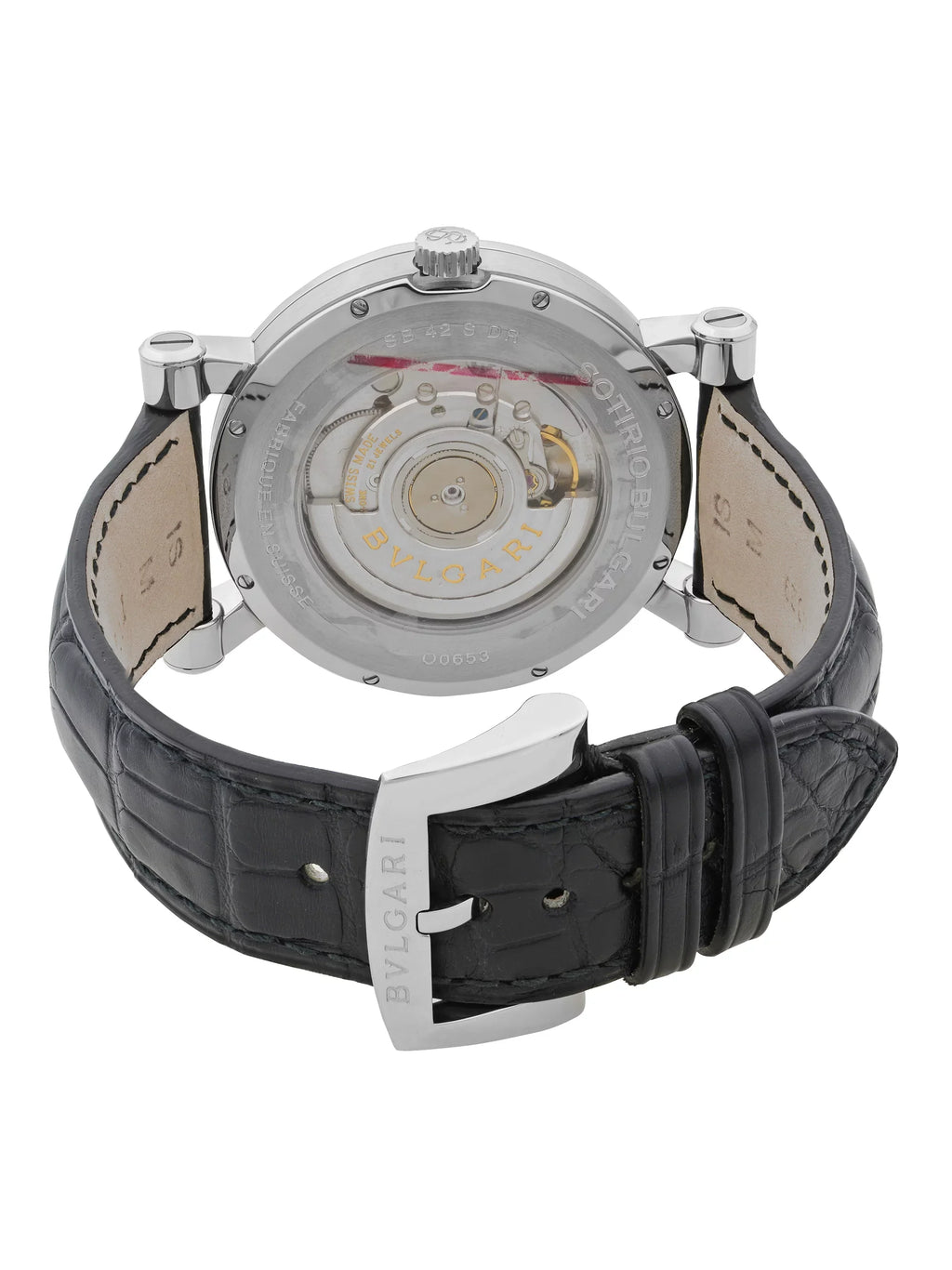 Bvlgari Sotirio Retrograde Steel Black Dial Automatic Mens Watch SB42SDR