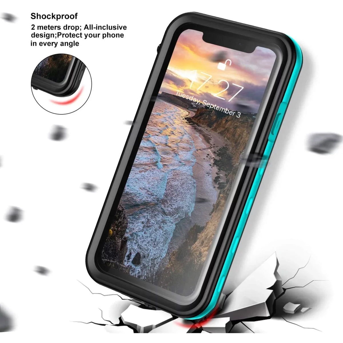 For Apple iPhone XR Waterproof Case Cover Built-in Screen Protector Fully Sealed Life Shockproof Snowproof Underwater