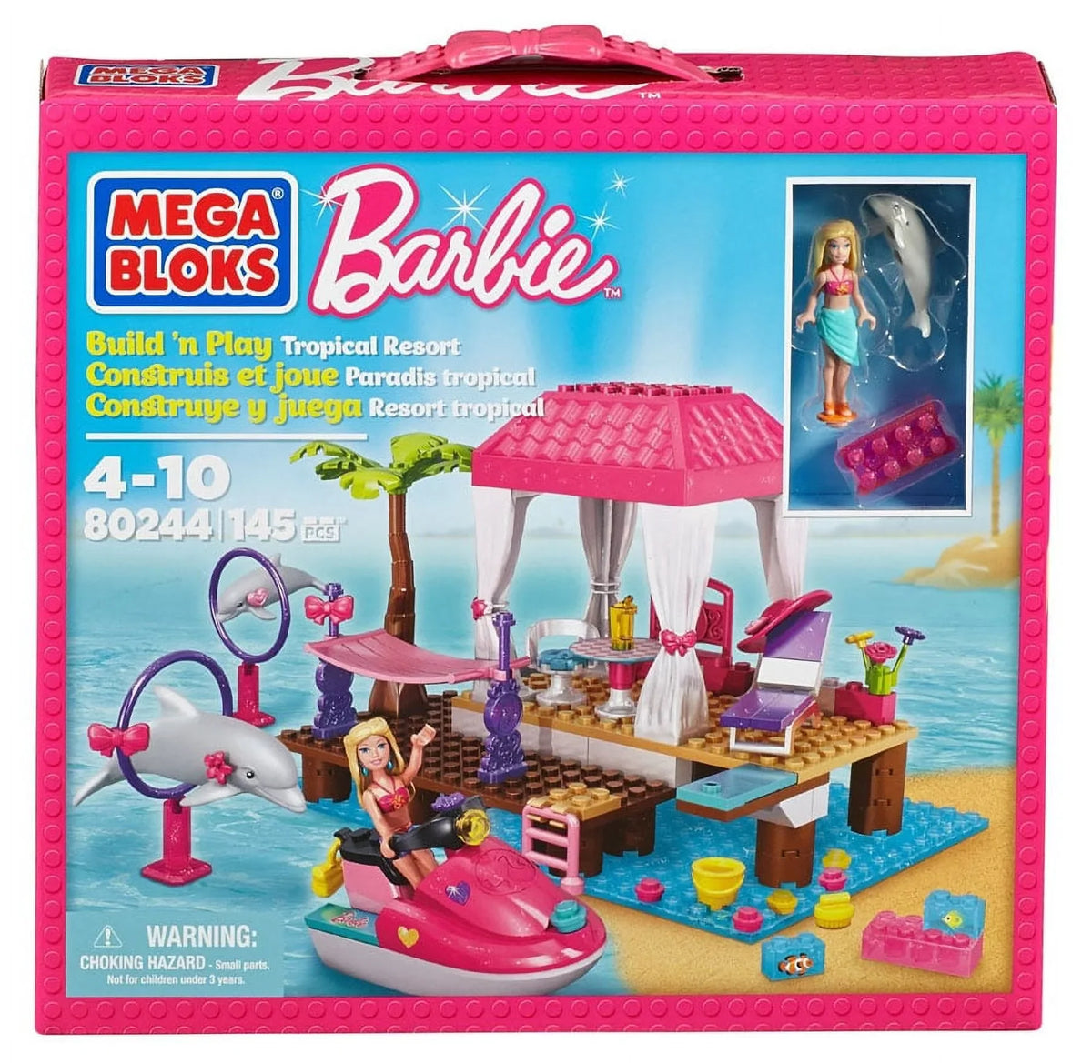 Barbie Mega Bloks Tropical Resort #80244 Build 'n Play