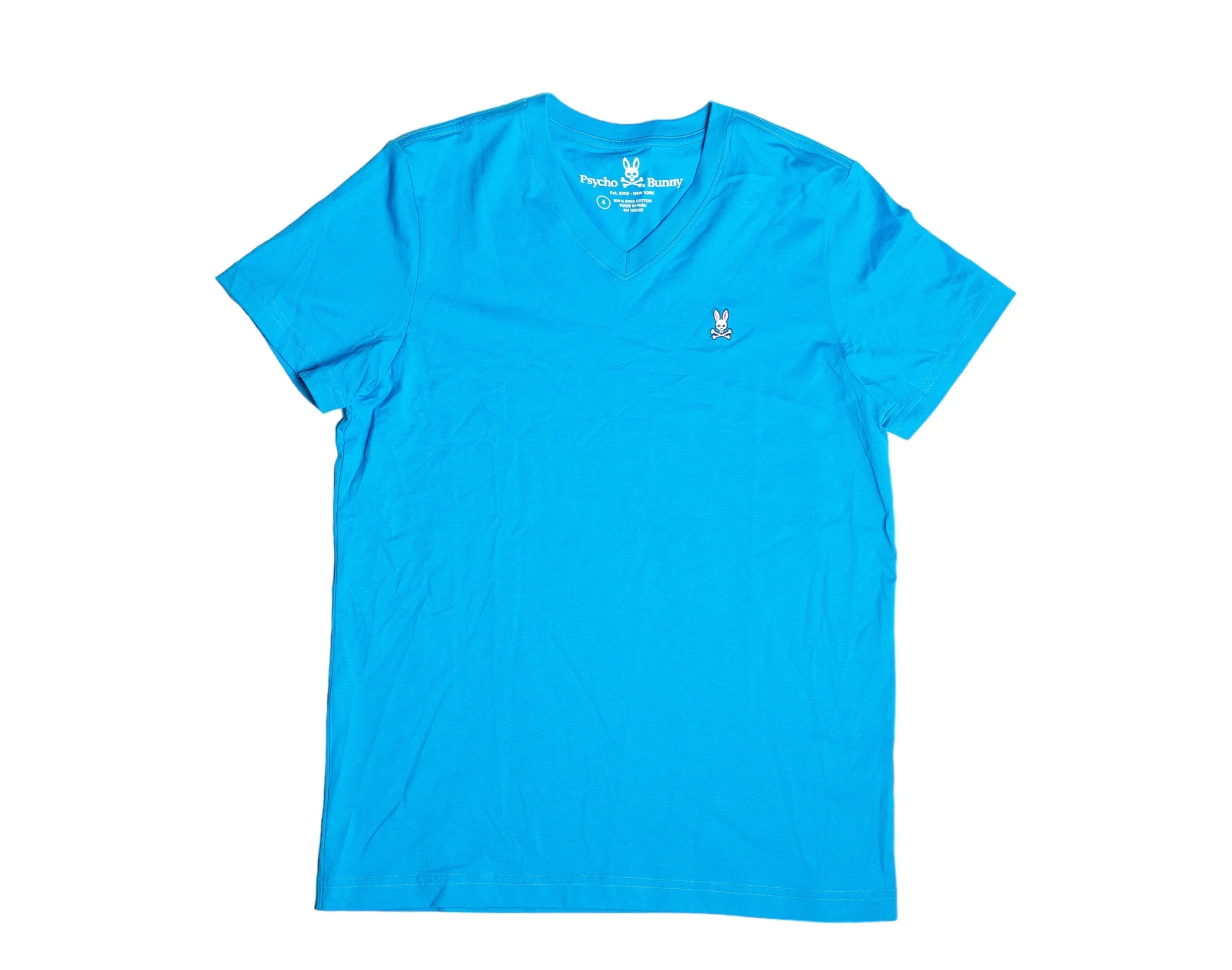 Psycho BunnyPsycho Bunny Classic V-Neck Men's Tee ShirtAtlantic BlueS